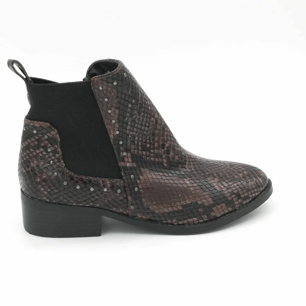 Steve Madden Girls Jcase Ankle Booties Brown Black Snakeskin Faux Leather Zip 4